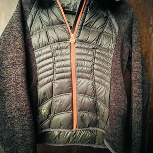 Michael Kors Women's Black and Dark Gray Puffer Jacket